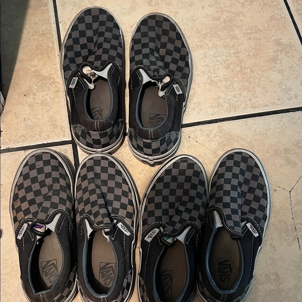 Vans Kids Black and Gray Checkered Sneakers